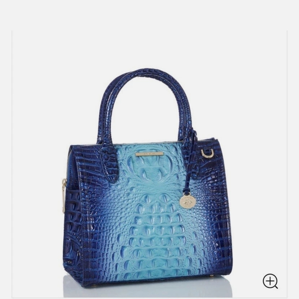 Brahmin Small Caroline Affinity Ombre Melbourne Blue Crocodile-Embossed Satchel. - Picture 3 of 10
